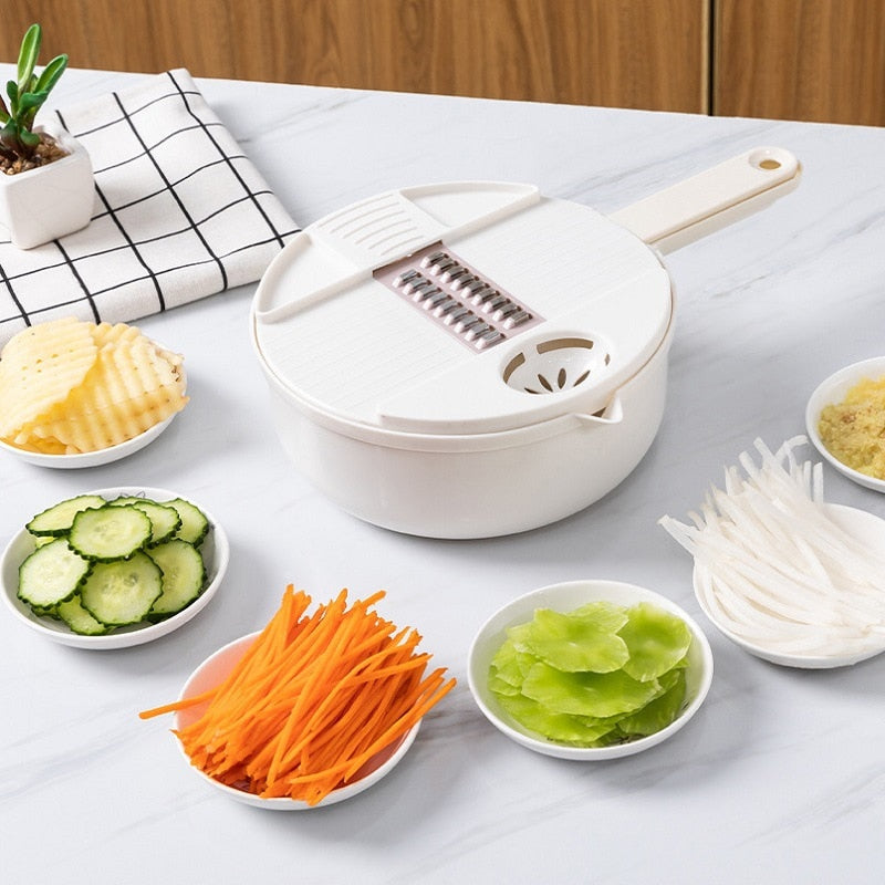 Multifunctional  Bowl Utensils Chopper, Shredder & Strainer