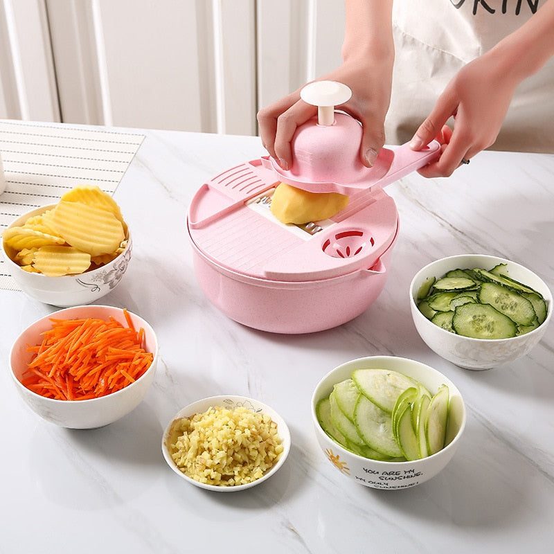 Multifunctional  Bowl Utensils Chopper, Shredder & Strainer