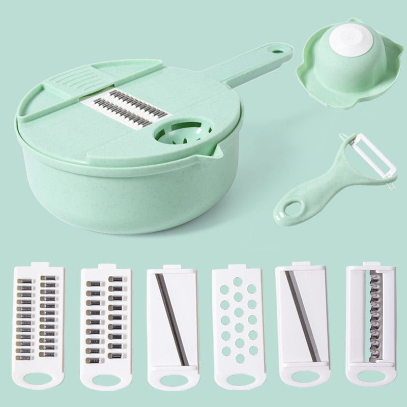 Multifunctional  Bowl Utensils Chopper, Shredder & Strainer